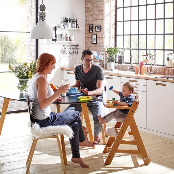 Hauck Beta Plus Natural 5-piece newborn set - high chair + 2in1 baby attachment & rocker, dining board, seat cushion - Dark Grey Melange