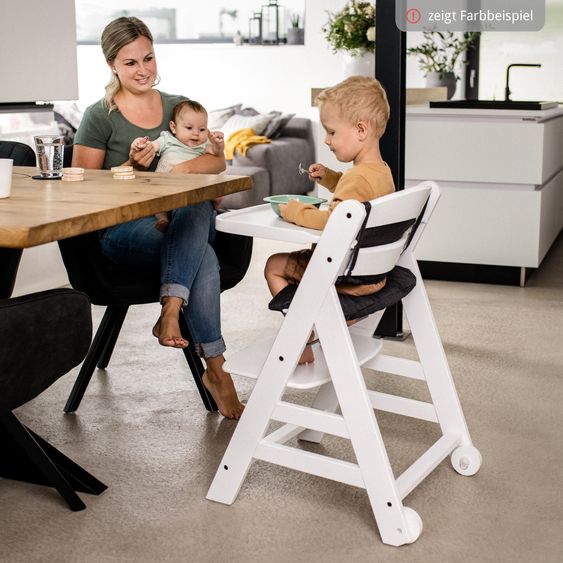 Hauck Beta Plus Natural 5-piece newborn set - high chair + 2in1 baby attachment & rocker, dining board, seat cushion - Dark Grey Melange