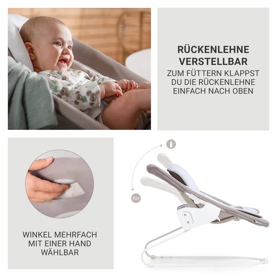 Hauck Beta Plus Natural 9-tlg. Newborn Set - Hochstuhl + 2in1 Neugeborenen-Aufsatz & Wippe Deluxe + Essbrett + Sitzpolster + GRATIS Langarmbody 4er Pack - Sand