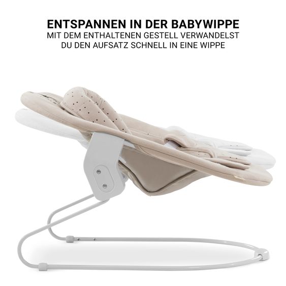 Hauck Beta Plus White 5-tlg. Newborn Set - Hochstuhl + 2in1 Neugeborenen-Aufsatz & Wippe + Essbrett + Sitzkissen - Disney - Winnie the Pooh Beige