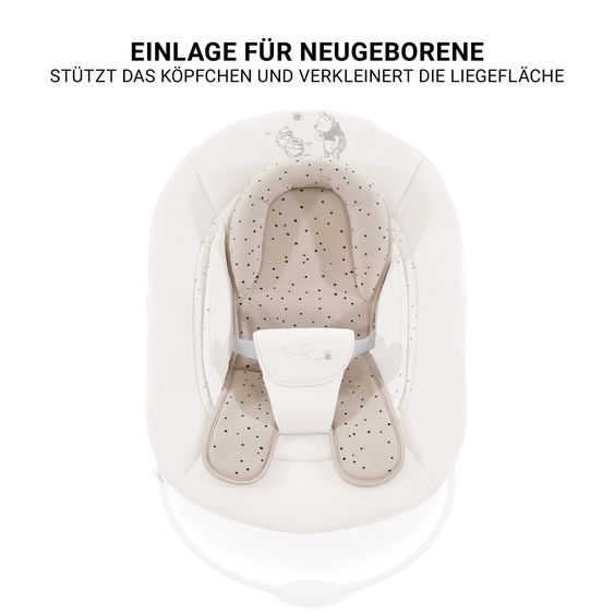 Hauck Beta Plus White 5-tlg. Newborn Set - Hochstuhl + 2in1 Neugeborenen-Aufsatz & Wippe + Essbrett + Sitzkissen - Disney - Winnie the Pooh Beige