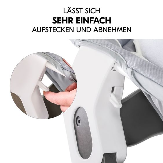 Hauck Beta Plus White 5-piece newborn set - high chair + 2in1 newborn attachment & bouncer, feeding board, seat cushion - Stretch Grey