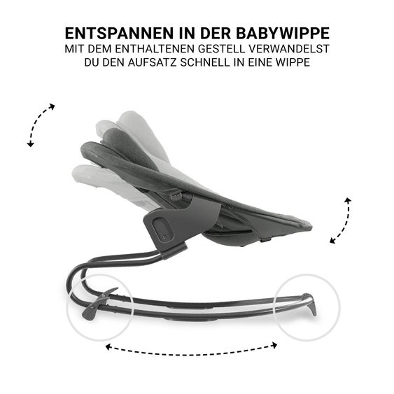 Hauck Beta Plus White 5-tlg. Newborn Set - Hochstuhl + 2in1 Neugeborenen-Aufsatz & Wippe Premium, Essbrett, Sitzkissen - Dark Grey