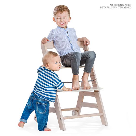 Hauck Beta Plus White Newborn Set - 5-tlg. Hochstuhl + Aufsatz & Wippe Deluxe, Essbrett, Sitzkissen - Melange Grey