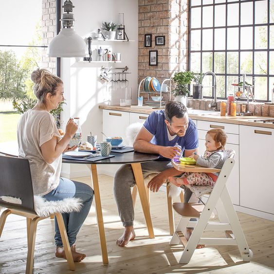 Hauck Beta Plus White Newborn Set - 5-tlg. Hochstuhl + Aufsatz & Wippe Deluxe, Essbrett, Sitzkissen - Melange Grey