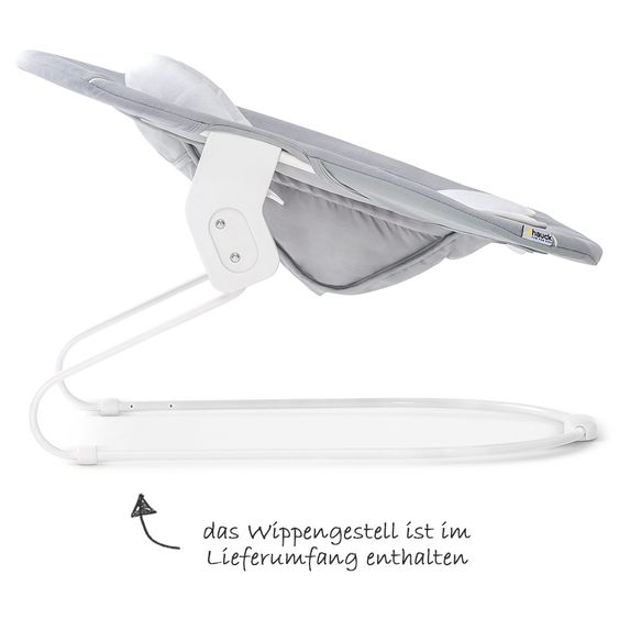 Hauck Beta Plus White Newborn Set - 5-tlg. Hochstuhl + Aufsatz & Wippe, Essbrett, Sitzkissen - Stretch Grey