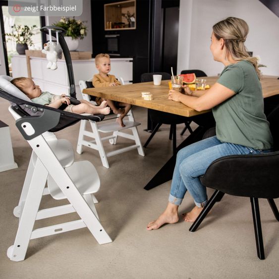 Hauck Beta Plus White Newborn Set - 5-pcs. high chair + attachment & rocker Premium, dining board, seat cushion - Nordic Grey