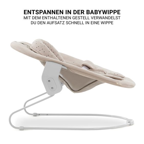 Hauck Beta Plus Whitewashed 5-tlg. Newborn Set - Hochstuhl + 2in1 Neugeborenen-Aufsatz & Wippe + Essbrett + Sitzkissen - Disney Winnie the Pooh - Beige