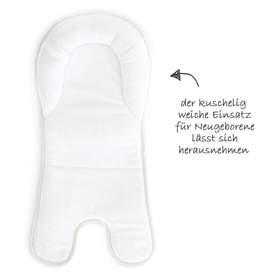 Hauck Beta Plus Whitewashed Newborn Set - 5-piece High Chair + Newborn Insert & Rocker Stretch Grey + Dining Board + Seat Cushion