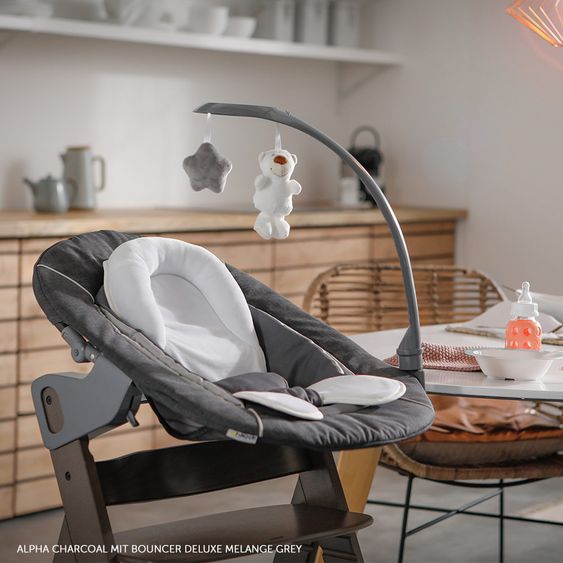 Hauck Beta Plus Whitewashed Newborn Set Deluxe - 5-tlg. Hochstuhl + 2in1 Neugeboreneneinsatz + Essbrett + Sitzpolster