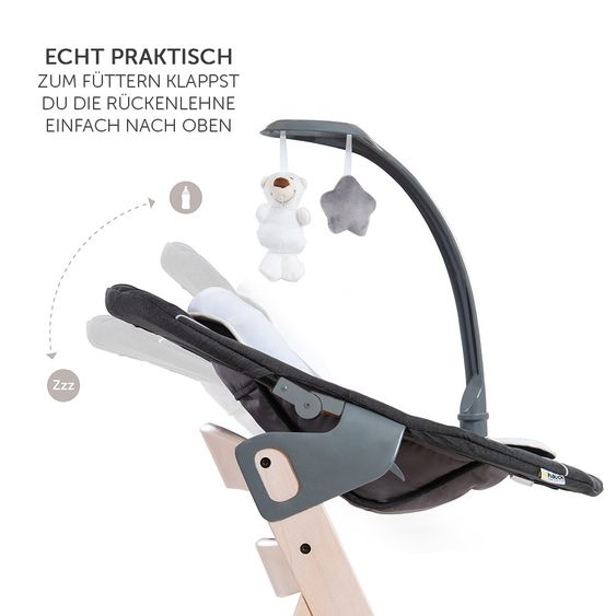Hauck Beta Plus Whitewashed Newborn Set Deluxe - 5-tlg. Hochstuhl + 2in1 Neugeboreneneinsatz + Essbrett + Sitzpolster