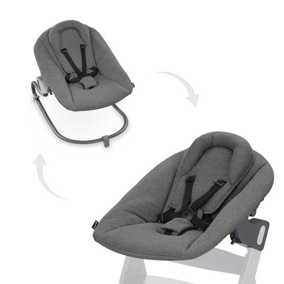 Hauck Bouncer 2in1 Premium (adjustable newborn attachment & bouncer) for Alpha & Beta high chair - Dark Grey