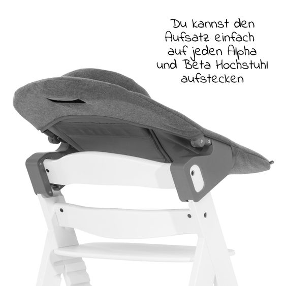 Hauck Bouncer 2in1 Premium (verstellbarer Neugeborenenaufsatz & Wippe) für Alpha & Beta Hochstuhl - Jersey Charcoal