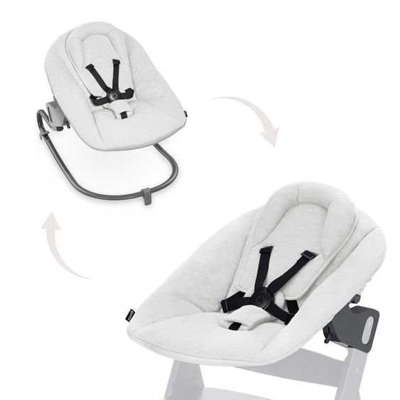 Hauck Sdraietta 2in1 Premium (attacco regolabile per neonato e sdraietta) per seggiolone Alpha e Beta - Grigio chiaro
