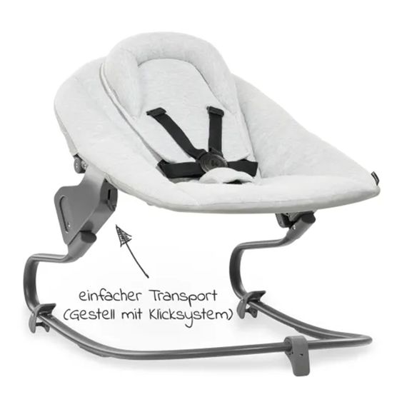 Hauck Bouncer 2in1 Premium (verstellbarer Neugeborenenaufsatz & Wippe) für Alpha & Beta Hochstuhl - Light Grey