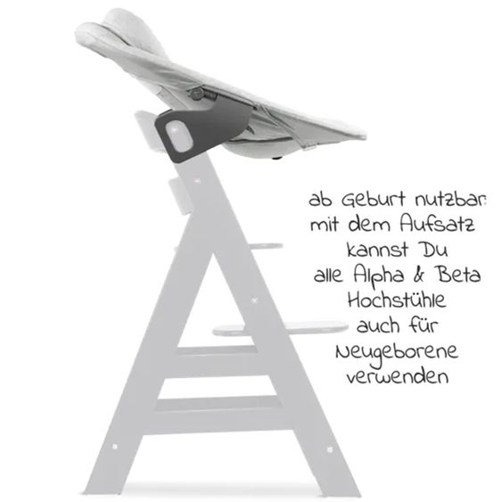 Hauck Bouncer 2in1 Premium (verstellbarer Neugeborenenaufsatz & Wippe) für Alpha & Beta Hochstuhl - Light Grey