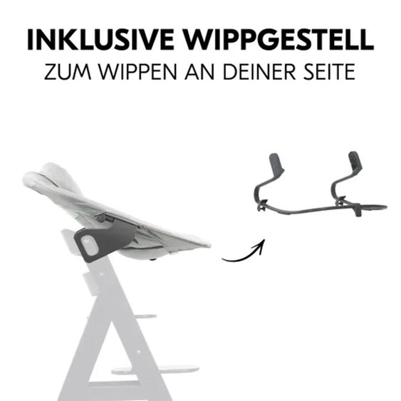 Hauck Bouncer 2in1 Premium (verstellbarer Neugeborenenaufsatz & Wippe) für Alpha & Beta Hochstuhl - Light Grey