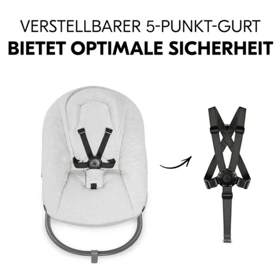 Hauck Bouncer 2in1 Premium (verstellbarer Neugeborenenaufsatz & Wippe) für Alpha & Beta Hochstuhl - Light Grey