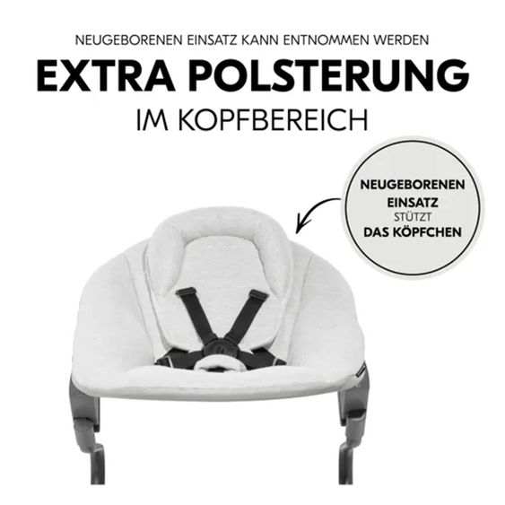 Hauck Bouncer 2in1 Premium (verstellbarer Neugeborenenaufsatz & Wippe) für Alpha & Beta Hochstuhl - Light Grey