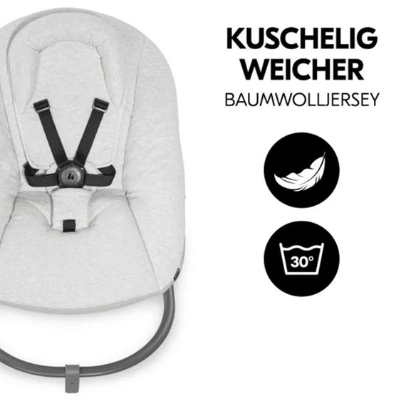 Hauck Bouncer 2in1 Premium (verstellbarer Neugeborenenaufsatz & Wippe) für Alpha & Beta Hochstuhl - Light Grey