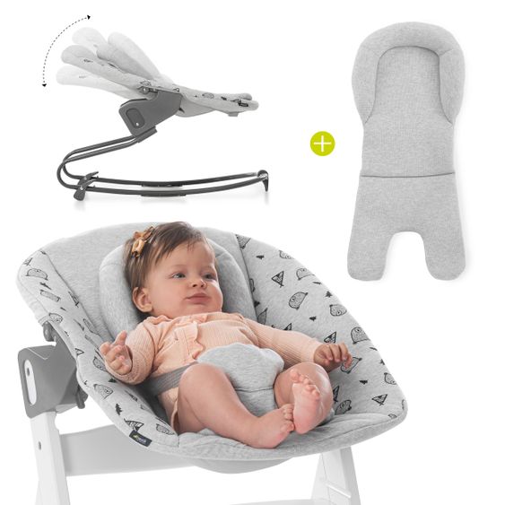 Hauck Bouncer 2in1 Premium (adjustable newborn attachment & rocker) for Alpha & Beta high chair - Nordic Grey