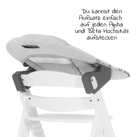 Hauck Bouncer 2in1 Premium (verstellbarer Neugeborenenaufsatz & Wippe) für Alpha & Beta Hochstuhl - Nordic Grey