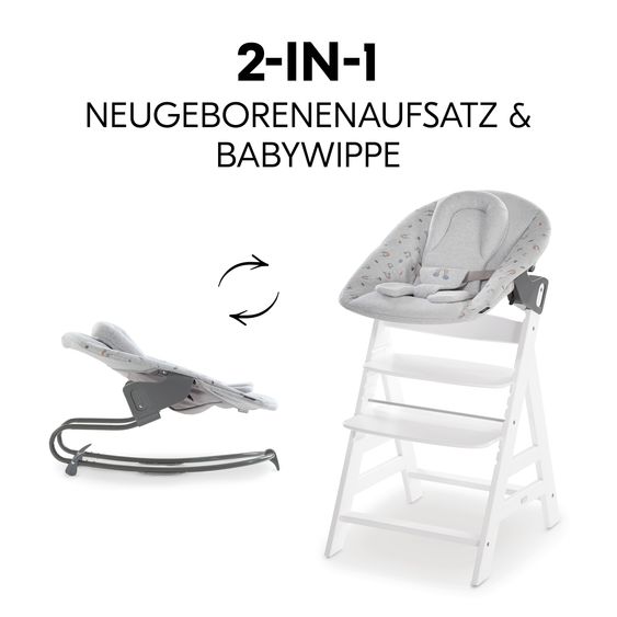 Hauck Bouncer 2in1 Premium (verstellbarer Neugeborenenaufsatz & Wippe) für Alpha & Beta Hochstuhl - Rainbow