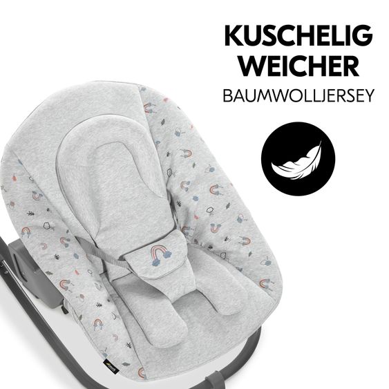 Hauck Bouncer 2in1 Premium (verstellbarer Neugeborenenaufsatz & Wippe) für Alpha & Beta Hochstuhl - Rainbow