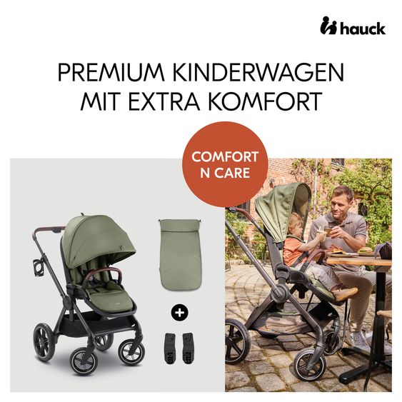 Hauck Buggy Comfort N Care 3in1 Travel Set inkl. XXL Zubehörset - Olive