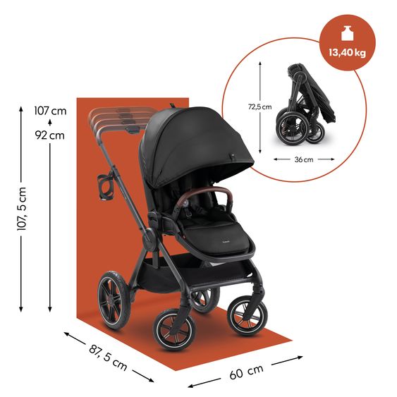 Hauck Buggy Comfort N Care inkl. Beindecke & Babyschalenadapter - Black