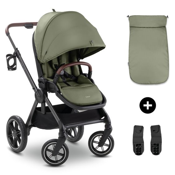 Hauck Buggy Comfort N Care inkl. Beindecke & Babyschalenadapter - Olive