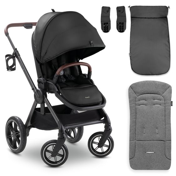 Hauck Buggy Comfort N Care inkl. Beindecke, Sitzauflage & Babyschalenadapter - Black