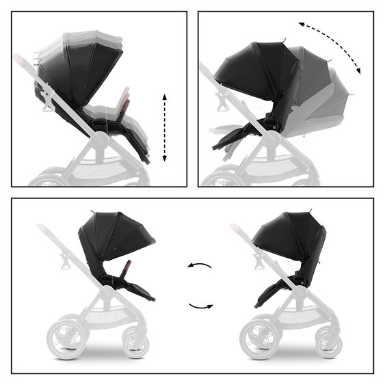 Hauck Buggy Comfort N Care inkl. Beindecke, Sitzauflage & Babyschalenadapter - Black