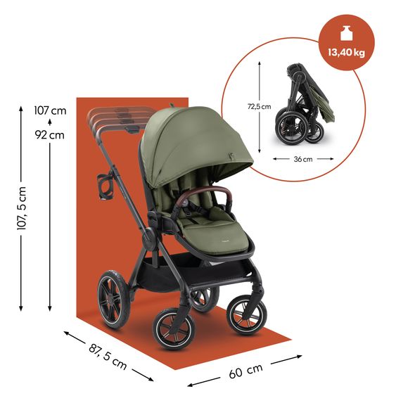 Hauck Buggy Comfort N Care inkl. Beindecke, Sitzauflage & Babyschalenadapter - Olive