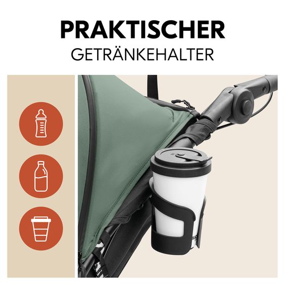 Hauck Buggy & Jogger Runner 3 (mit großen Luftreifen) - inkl. XXL Zubehörpaket & Fehn Spieltier Eselchen - Jungle Green