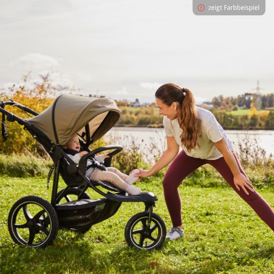 Hauck Buggy & Jogger Runner 3 (mit großen Luftreifen) - inkl. XXL Zubehörpaket & Fehn Spieltier Eselchen - Jungle Green