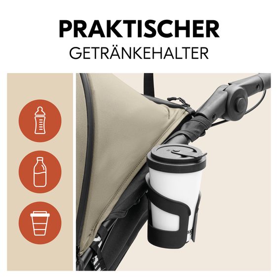 Hauck Buggy & Jogger Runner 3 (mit großen Luftreifen) - inkl. XXL Zubehörpaket & Fehn Spieltier Schäfchen - Olive