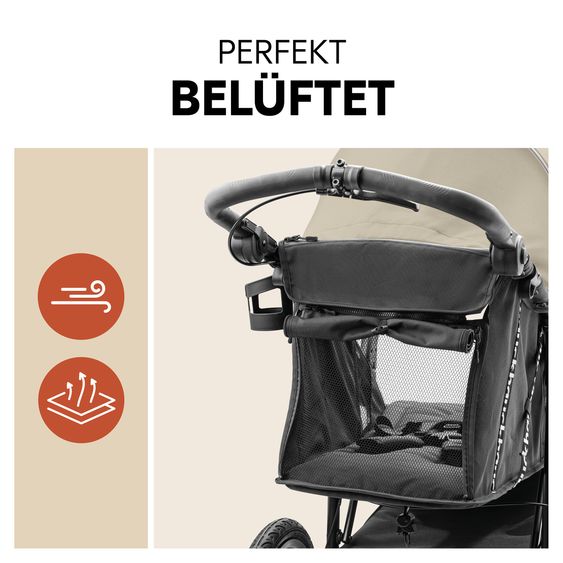 Hauck Buggy & Jogger Runner 3 (mit großen Luftreifen) - inkl. XXL Zubehörpaket & Fehn Spieltier Schäfchen - Olive