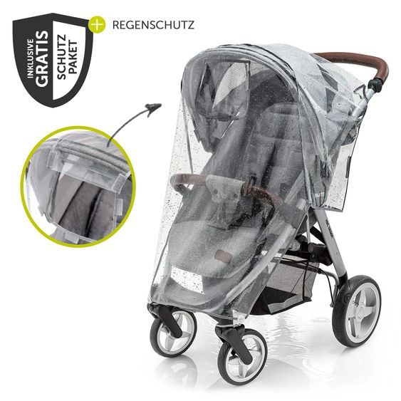 Hauck Buggy & Jogger Runner 3 (mit großen Luftreifen) - inkl. XXL Zubehörpaket & Spieltier Klipp Klapp Pferd - Jungle Green