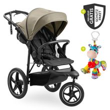 Buggy & Jogger Runner 3 (mit großen Luftreifen) - inkl. XXL Zubehörpaket & Spieltier Klipp Klapp Pferd - Olive