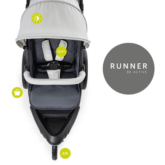 Hauck Buggy & Jogger Runner mit großen Luftreifen - Silver Grey