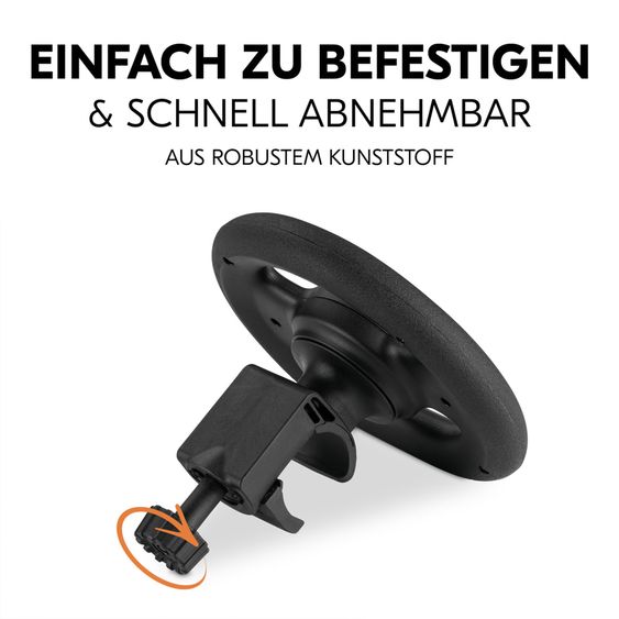 Hauck Buggy-Lenkrad Pushchair Steering Wheel - mit Hupe & zur Befestigung am Vorderbügel - Black