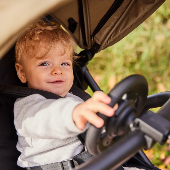 Hauck Buggy steering wheel Pushchair Steering Wheel - with horn & for attachment to the front bar - Black