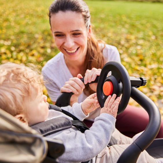 Hauck Buggy-Lenkrad Pushchair Steering Wheel - mit Hupe & zur Befestigung am Vorderbügel - Black