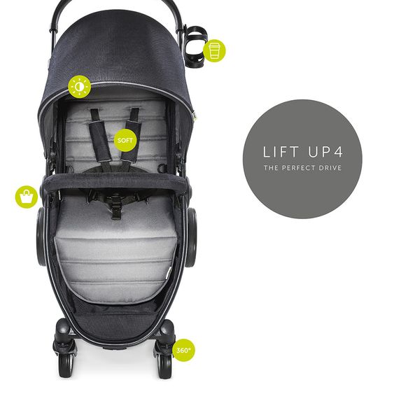 Hauck Buggy Lift Up 4 - Caviar Stone