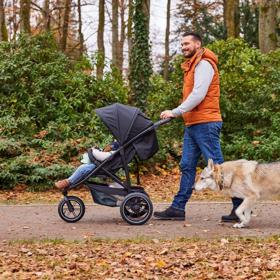 Hauck Buggy Rapid 3 Air (up to 25 kg) - with pneumatic tires, reclining function and XL canopy - Black