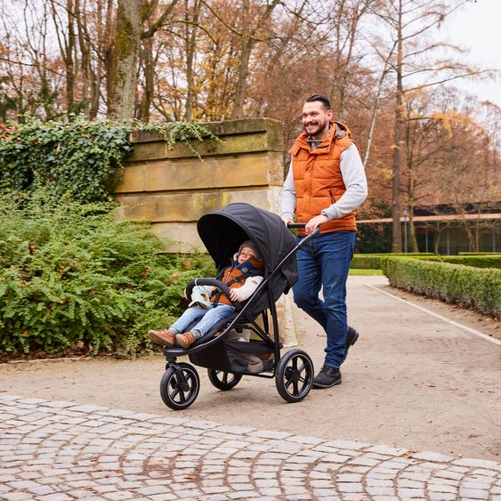 Hauck Buggy Rapid 3 Air (bis 25 kg) - mit Luftreifen, Liegefunktion und XL Verdeck - Black