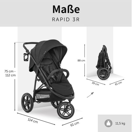 Hauck Buggy Rapid 3R (fino a 25 kg) - Nero