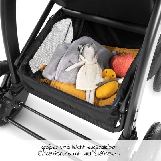 Hauck Buggy Rapid 4D AIR (fino a 25 kg) - con pneumatici, funzione lie-flat e capottina XL - Nero