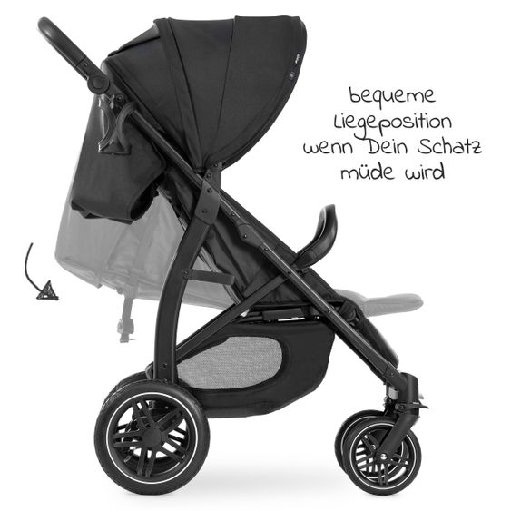 Hauck Buggy Rapid 4D AIR (fino a 25 kg) - con pneumatici, funzione lie-flat e capottina XL - Nero